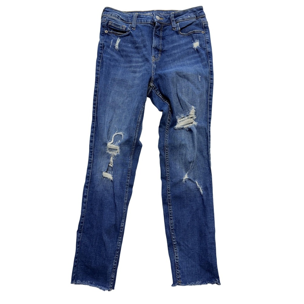 Old Navy Skinny Jeans Womens 6 Blue Med Wash Mid Rise‎ Distressed Stretch Denim